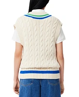 Lacoste Usa Women's Varsity Cable-Knit Sweater Vest