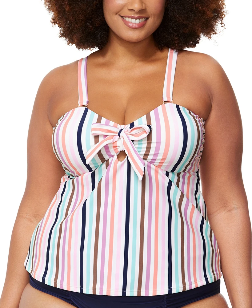Raisins Curve Trendy Plus Tanzania Bow-Trim Tankini Top