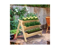 3-Tier A Frame Fir Wood 3 Elevated Planter Box Raised Garden Bed