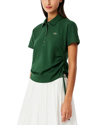 Lacoste Usa Women's Short-Sleeve Ruched Polo T-shirt