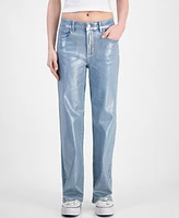 Superjene Juniors' Metallic Coated Wide-Leg Jeans