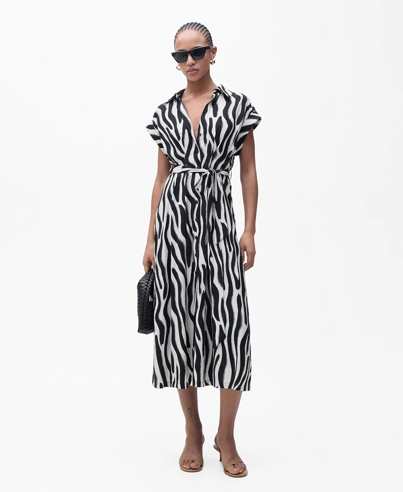Mango Women's Zebra Shirt Dress