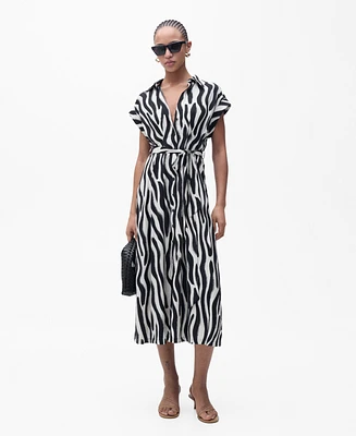 Mango Women's Zebra Shirt Dress