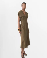 Mango Women's Draped Details Lyocell-Blend Dress