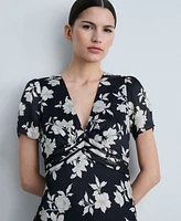 Mango Women's Floral-Print Flared Dress