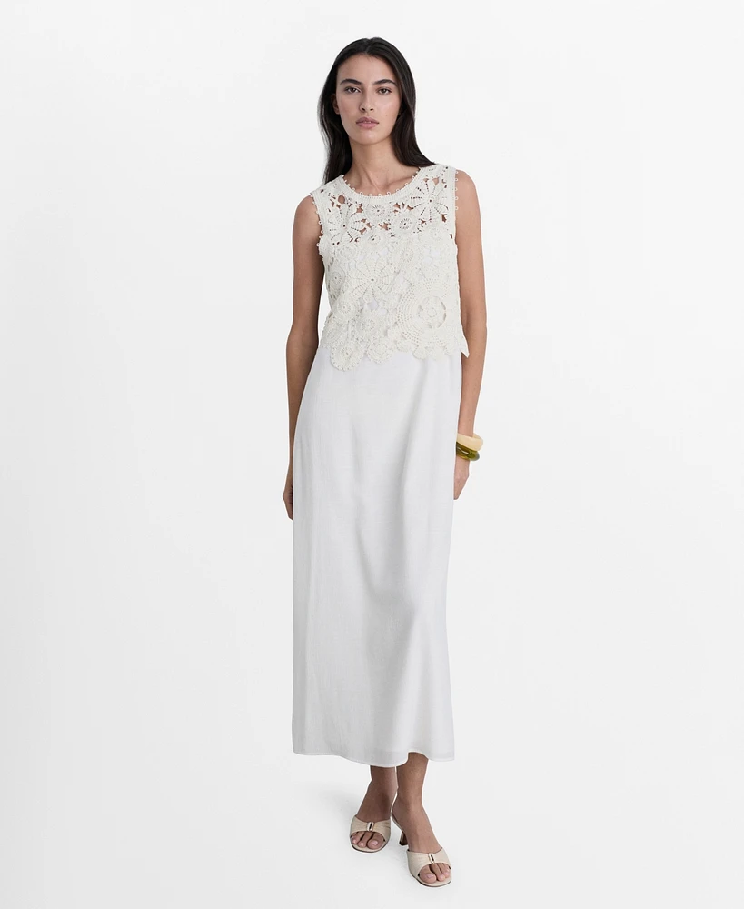 Mango Women's Crochet Top Midi Dress