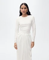 Mango Women's Combined-Fabric Long Dress