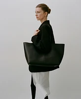 Mango Women's Leather Shopper Bag