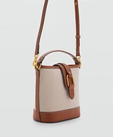 Mango Women's Contrasting Canvas Bucket Bag