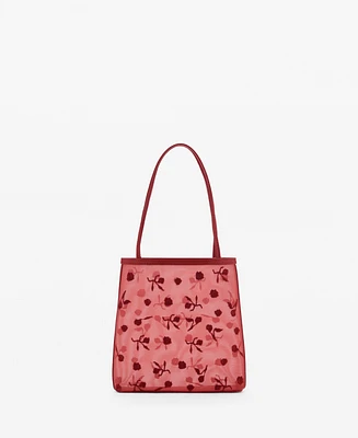 Mango Women's Flower-Embroidered Mesh Bag