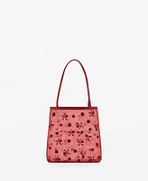 Mango Women's Flower-Embroidered Mesh Bag