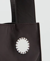 Mango Women's Double-Handle Leather Shoulder Bag
