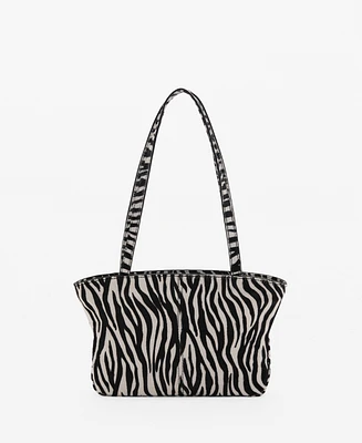 Mango Women's Zebra-Print Leather Bag
