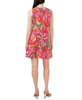 Msk Women's Three-Ring Keyhole-Neck Paisley Jersey Dress