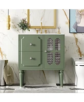 Retro 30" Bathroom Vanity with Sink, 2 Drawers, Green