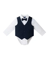 Andy & Evan Baby Boys Blue Seersucker Buttondown and Vest Set