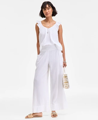 On 34th Women's Cotton Gauze Pull-On Pants, Exclusively at Macy's