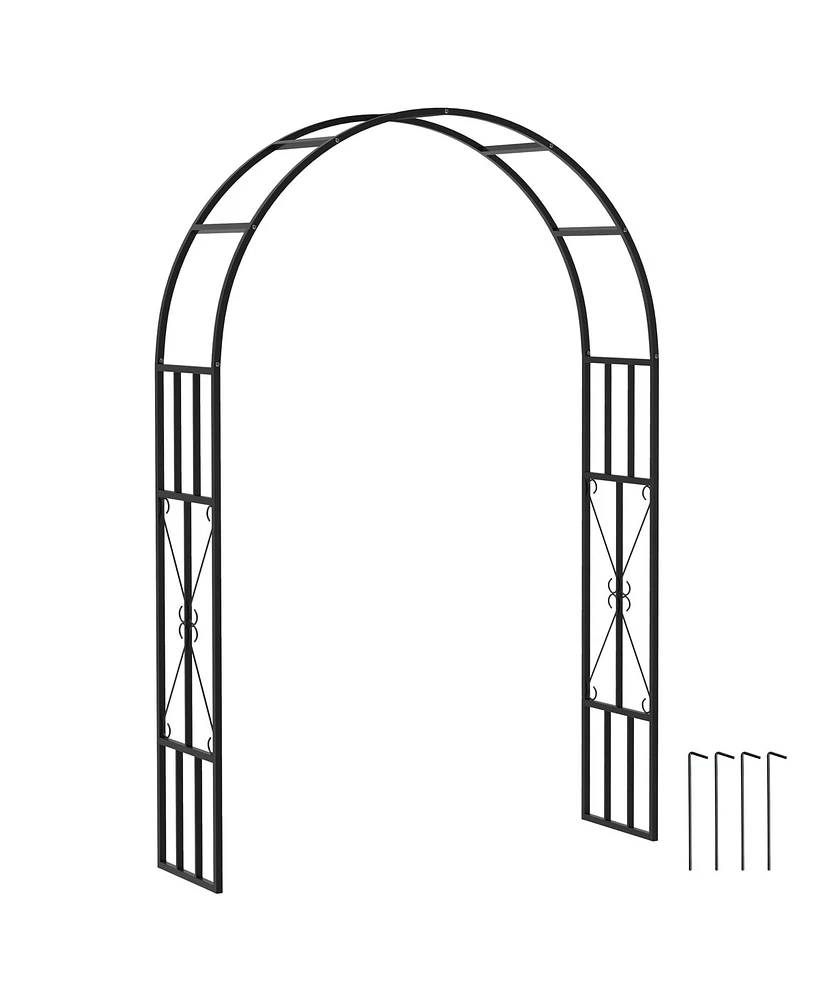 Outsunny 7.3ft Steel Garden Arch Trellis, Garden Arbor for Climbing Plants