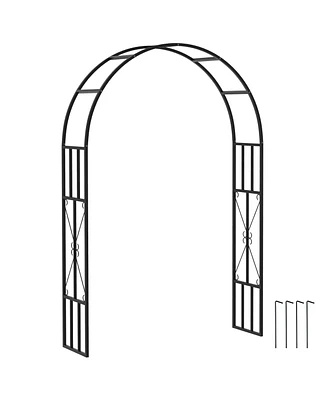 Outsunny 7.3ft Steel Garden Arch Trellis, Garden Arbor for Climbing Plants