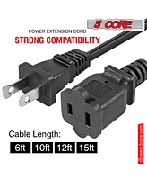 5 Core Ac Power Cord 10 Ft • 2 Prong Extension Adapter • 16AWG/2C 125V 13A • Us Polarized Male to Female Outlet Extension Cable B
