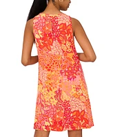 Msk Women's Printed Jersey Sleeveless Swing Dress