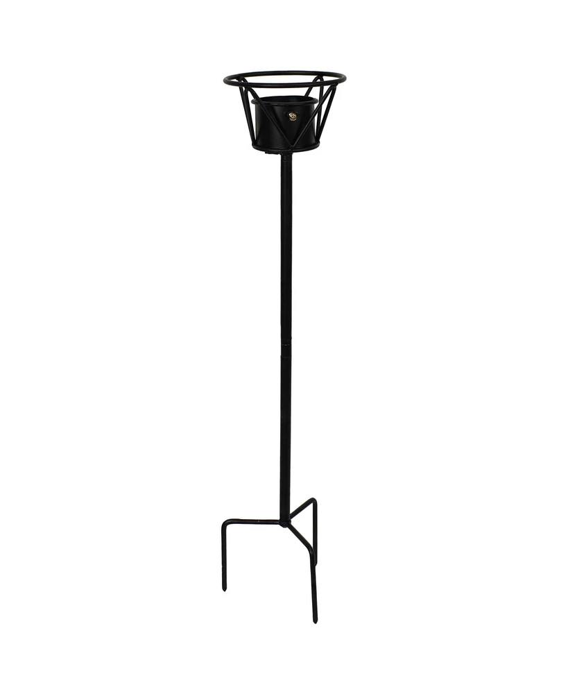 Outdoor Gazing Globe Stand - In-Ground Metal Gazing Ball Stand for 8" to 12" Gazing Balls - Black - 24" H