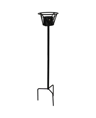 Outdoor Gazing Globe Stand - In-Ground Metal Gazing Ball Stand for 8" to 12" Gazing Balls - Black - 24" H