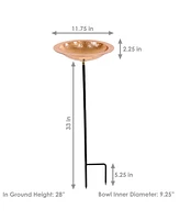 Standing Copper Bird Bath or Bird Feeder - Detachable Hand-Hammered Bowl with Stake - 33” H