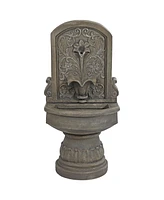 37.5" H Lovely Lily Polyresin Wall Standing Fountain - Flat Back Pedestal Fountain for the Patio, Deck, or Yard