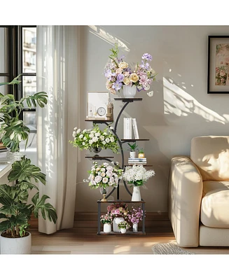 Unho Vintage Tree-Shaped Metal Plant Flower Holder Multiple Shelves Display Stand