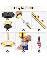 Yescom 6Ft Indoor Flag Pole Kit Eagle Topper Aluminum Gold Pole with Base 3x5Ft Us Flag for Office School City Hall