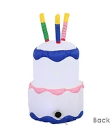 4-Foot Happy Birthday Cake Inflatable Decoration - Fan Blower and Led Lights