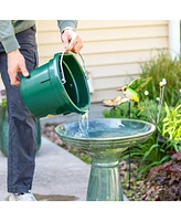 Avignon Outdoor Ceramic Bird Bath - 18.75" H - Uv- and Frost-Resistant - Pedestal Design - Green Mist
