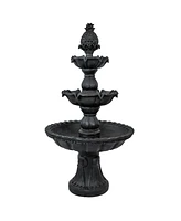57" H Welcome 3-Tier Outdoor Water Fountain - Large Traditional Water Feature with Pineapple Topper - Deep Espresso