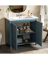 36" Bathroom Vanity Organizer with Sink, Combo Cabinet Set, Bathroom Storage Cabinet, Retro lue