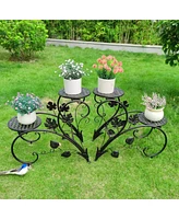 Unho 1 Pair Tall Plant Stand Garden Patio Metal Flower Planter Rack Art Display Shelf