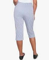 Alfred Dunner Women's Land of The Free Striped Cuffed Clamdigger Pants