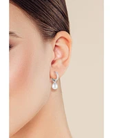 Rachel Zoe Sterling Silver Pearl Charm Hoop Earrings