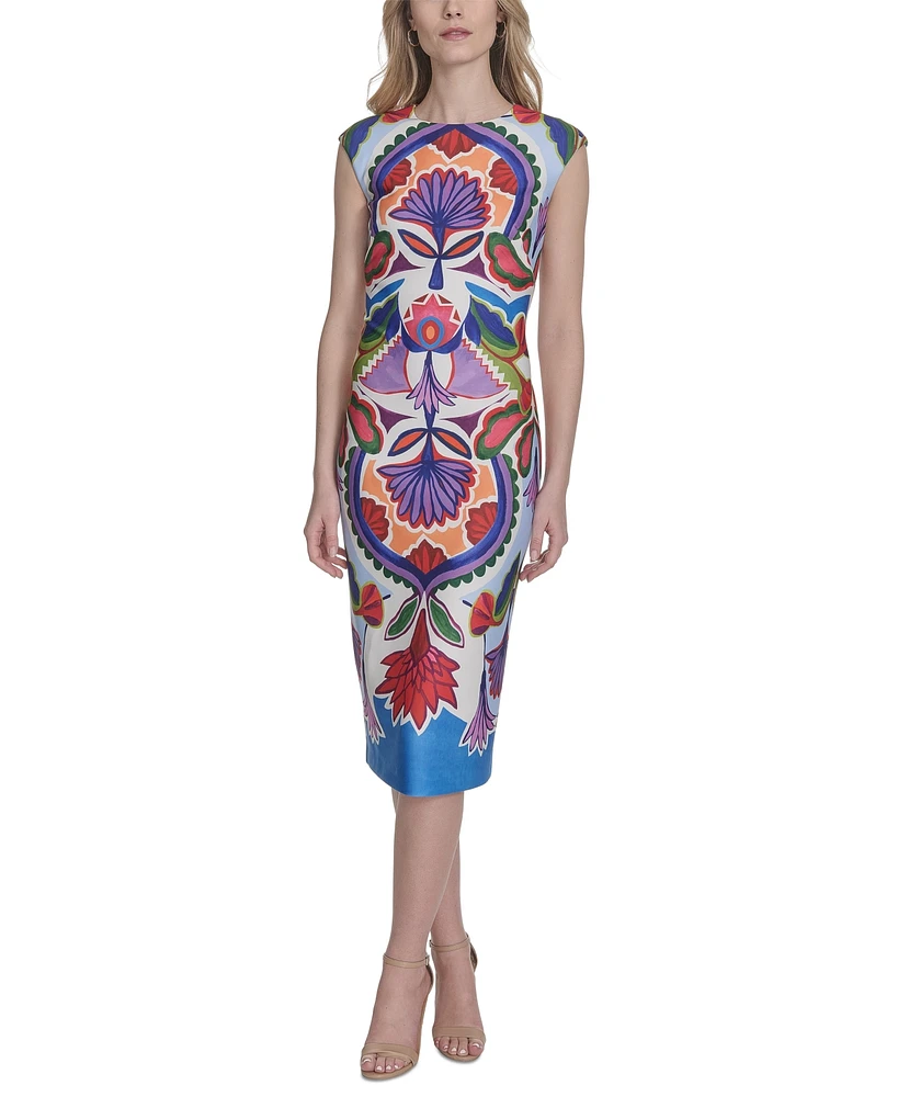 Vince Camuto Women's Boat-Neck Bodycon Sleeveless Dress