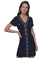 Karl Lagerfeld Paris Women's Tweed Rope-Trim Dress