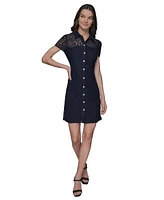 Karl Lagerfeld Paris Women's Graphic Lace Shirtdress