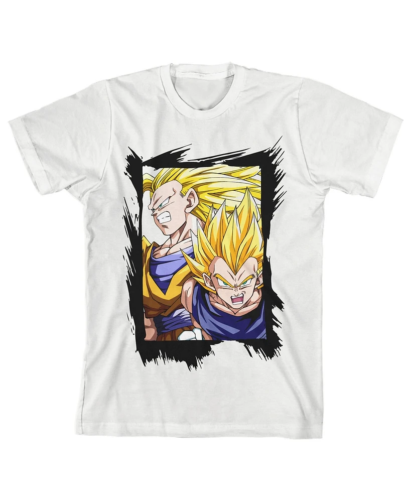 Dragon Ball Z Boys Vegeta & Goku Saiyan Graphic White T-shirt-xl
