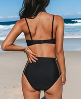 Cupshe Women's Take a Peek Black Bikini Set