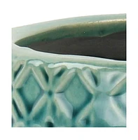 Ceramic Round Planter with Geometric Pattern – Versatile Pot for Home & Garden
