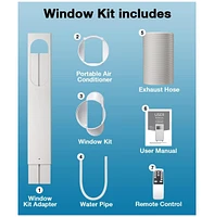 Cowsar Portable Air Conditioner, Btu for Room up to sq. ft, Portable Ac with Dehumidifier & Fan, 2 Fan Speeds, 24H Timer, Remote Control