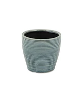 Striped Ceramic Round Planter – Modern Pot for Indoor & Outdoor Spaces