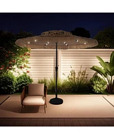 Mondawe Ft Hawaiian Beach Parasol Outdoor Umbrella with Solar Lights