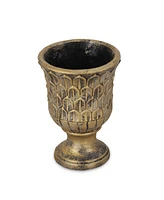 Textural Tone-On-Tone Cement Round Urn Planter – Elegant Pot for Outdoor & Indoor Spaces