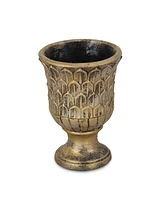 Textural Tone-On-Tone Cement Round Urn Planter – Elegant Pot for Outdoor & Indoor Spaces
