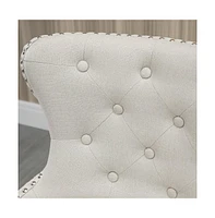 Set of 2, 30 Inch Swivel Bar Stools with Nailhead Trim & Rubberwood Legs-The Pop Home